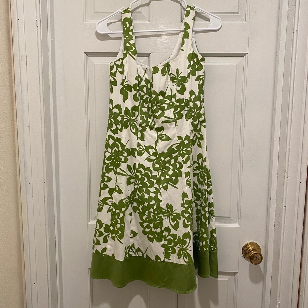London Times White and Green Floral Dress